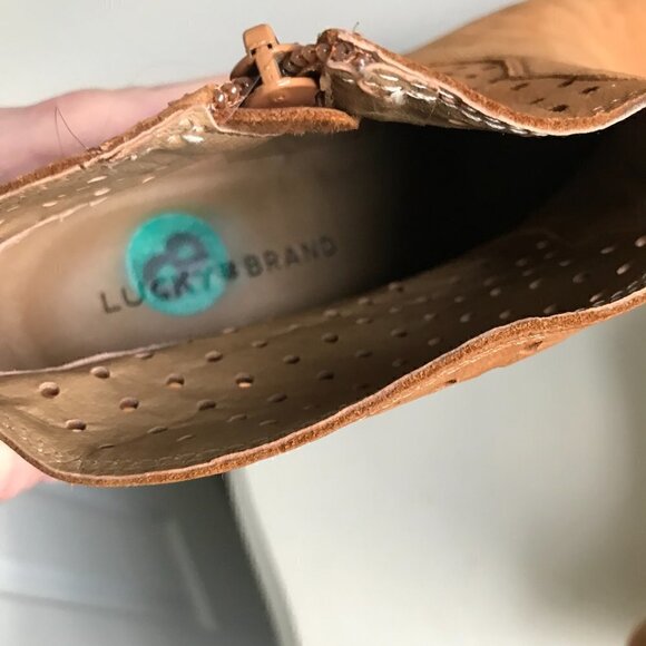 Lucky Brand Cafe Elko Eller Lasercut Suede Ankle Boot Size US 8 EUR 38 - Picture 10 of 11